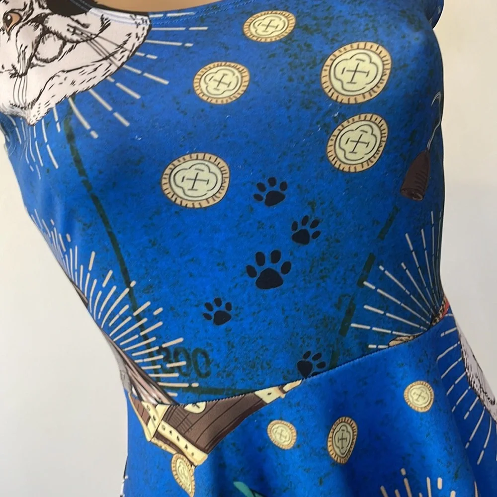 COWCOW Lovely 🏴☠️ Pirate Cat theme, womens DRESS size MEDIUM - Picture 8 of 12